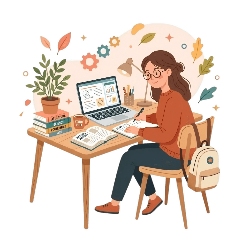 Student studying illustration